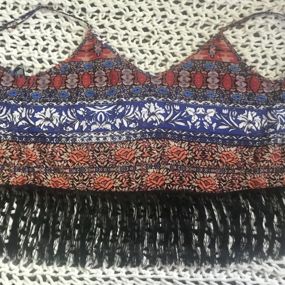 Forever 21 Open Backed Fringe Tank Top